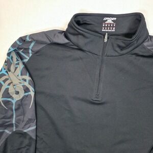 Spyder Mens XXL Black Quarter Zip Base Layer Spider Web Graphic Pullover Top